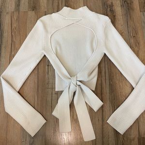 ZARA open back tie turtle neck sweater